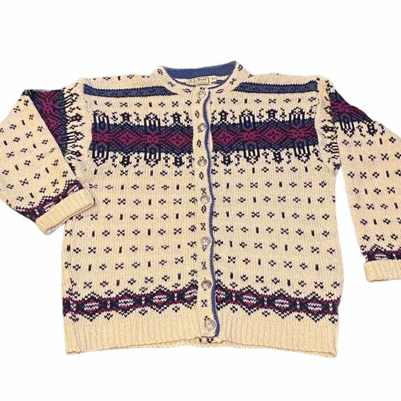 L.L. Bean Freeport, Maine 85% Wool/15% Nylon Blend Sweater Cardigan Sz M - Picture 1 of 6